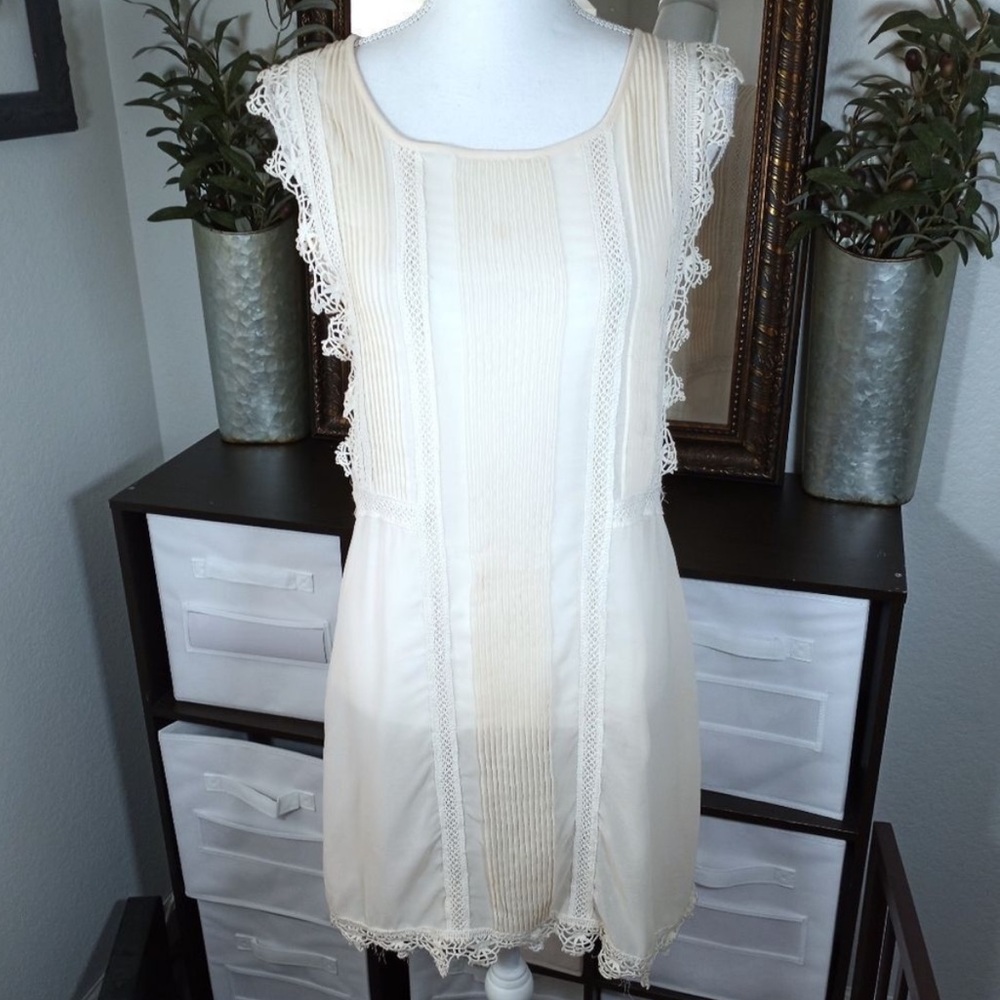 🔥Sheer Akualani Cream Polyester Dress